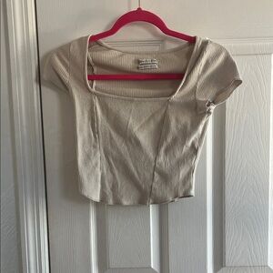 Urban Outfitters Beige Ribbed Crop Top